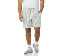 Amazon Essentials Men's Relaxed Fit 8" (20cm) Cotton Elasticated Waist Pull On Drawstring Walk Shorts, Green Pink Vertical Stripes, XS