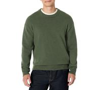 Amazon Essentials Men's Relaxed-Fit Cotton Blend Textured Crewneck Pullover Sweater, Dark Olive, XXL