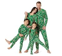 Amazon Essentials Men's Relaxed-Fit Family Matching Soft Flannel Festive Pyjama Sets, Dark Emerald Green Gingerbread, XXL