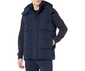 Amazon Essentials Men's Relaxed-Fit Water-Repellent Recycled Polyester Hooded Puffer Vest (Previously Amazon Aware)