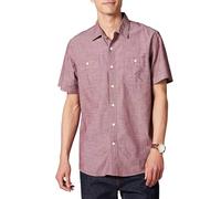 Amazon Essentials Men's Short-Sleeve Chambray Shirt, Burgundy, Medium