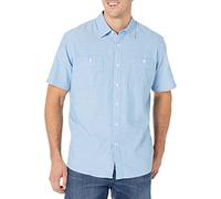 Amazon Essentials Men's Short-Sleeve Chambray Shirt, Light Blue, Large