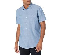 Amazon Essentials Men's Short-Sleeve Chambray Shirt, Medium Blue, Medium