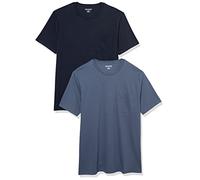 Amazon Essentials Men's Short-Sleeve Crewneck Pocket T-Shirts, Pack of 2, Dark Blue/Navy, M