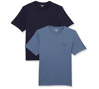 Amazon Essentials Men's Short-Sleeve Crewneck Pocket T-Shirts, Pack of 2, Dark Blue/Navy, XS