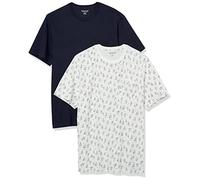 Amazon Essentials Men's Short-Sleeve Crewneck Pocket T-Shirts, Pack of 2, Grey Boat Print/Navy, XS