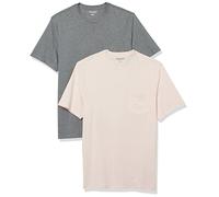 Amazon Essentials Men's Short-Sleeve Crewneck Pocket T-Shirts, Pack of 2, Grey Heather/Pale Pink, XL