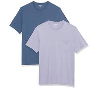 Amazon Essentials Men's Short-Sleeve Crewneck Pocket T-Shirts, Pack of 2, Lavender/Washed Blue, S
