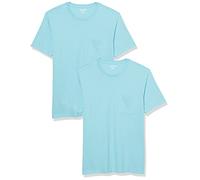 Amazon Essentials Men's Short-Sleeve Crewneck Pocket T-Shirts, Pack of 2, Light Blue, S