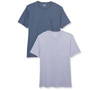 Amazon Essentials Men's Short-Sleeve Crewneck Pocket T-Shirts, Pack of 2, Washed Blue/Lavender, S