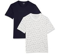 Amazon Essentials Men's Short-Sleeve V-Neck T-Shirt, Pack of 2, Boat Print/Navy, L