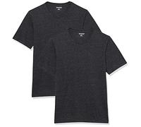 Amazon Essentials Men's Short-Sleeve V-Neck T-Shirt, Pack of 2, Dark Grey Heather, XL