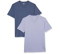 Amazon Essentials Men's Short-Sleeve V-Neck T-Shirts, Pack of 2, Dark Blue/Lavender, S