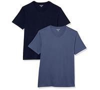 Amazon Essentials Men's Short-Sleeve V-Neck T-Shirts, Pack of 2, Dark Blue/Navy, M