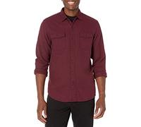 Amazon Essentials Men's Slim-Fit Long-Sleeve 2-Pocket Flannel Shirts, Burgundy Heather, XXL