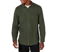 Amazon Essentials Men's Slim-Fit Long-Sleeve 2-Pocket Flannel Shirts, Olive Heather, XL