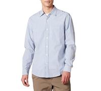 Amazon Essentials Men's Slim-Fit Long-Sleeve Poplin Shirt, Blue White Vertical Stripes, XXL