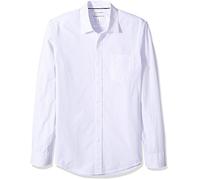 Amazon Essentials Men's Slim-Fit Long-Sleeve Poplin Shirt, Lavender White Vertical Stripes, S