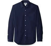 Amazon Essentials Men's Slim-Fit Long-Sleeve Poplin Shirt, Navy, S