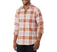 Amazon Essentials Men's Slim-Fit Long-Sleeved Button-Down Plaid Flannel Shirt, Brown Lilac Plaid, XS