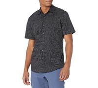 Amazon Essentials Men's Slim-Fit Short-Sleeve Button-Down Print Shirt, Black Floral, Medium
