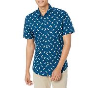Amazon Essentials Men's Slim-Fit Short-Sleeve Button-Down Print Shirt, Classic Blue Birds, XX-Large