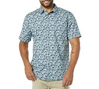 Amazon Essentials Men's Slim-Fit Short-Sleeve Poplin Shirt, Blue Floral, S