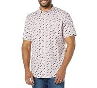 Amazon Essentials Men's Slim-Fit Short-Sleeve Poplin Shirt, Lavender Palm Leaf Print, L