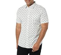 Amazon Essentials Men's Slim-Fit Short-Sleeve Poplin Shirt, Light Blue Bird Print, XL