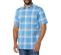 Amazon Essentials Men's Slim-Fit Short-Sleeve Poplin Shirt, Light Blue Orange Plaid, XXL