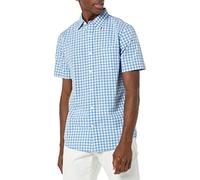 Amazon Essentials Men's Slim-Fit Short-Sleeve Poplin Shirt, Light Blue White Gingham, M