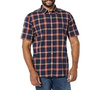 Amazon Essentials Men's Slim-Fit Short-Sleeve Poplin Shirt, Navy Red Plaid, XXL