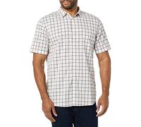 Amazon Essentials Men's Slim-Fit Short-Sleeve Poplin Shirt, Pink White Buffalo Plaid, XL