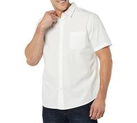 Amazon Essentials Men's Slim-Fit Short-Sleeve Poplin Shirt, White, M