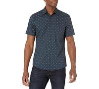 Amazon Essentials Men's Slim-Fit Short-Sleeved Button-Down Printed Shirt, Navy White Anchor Print, XXL
