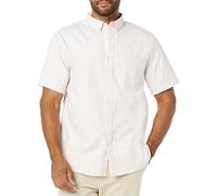 Amazon Essentials Men's Slim-Fit Short-Sleeved Stretch Oxford Shirt with Pocket, Pale Pink, XS