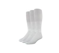 Amazon Essentials Men's Soccer Socks, Over-the-Calf Athletic Fit with Zone Cushioning and Arch Support, Pack of 3, White, 7-11