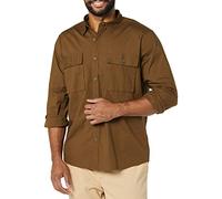 Amazon Essentials Men's Standard-fit Long-Sleeved Two-Pocket Utility Shirt, Dark Olive, XS