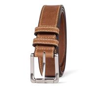 Amazon Essentials Men's Stitched Edge Leather Belts for Jeans, Tan, 52