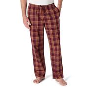 Amazon Essentials Men's Straight-Fit Woven Pyjama Bottoms with Pockets, Burgundy Rust Mix Plaid, L