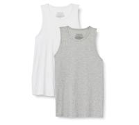 Amazon Essentials Men's Super-Soft Lightweight Modal Sleeveless Vest Top, Pack of 2, Medium Grey Heather/White, XXL