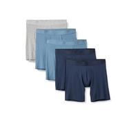Amazon Essentials Men's Super Soft Modal Longer Length Boxer Briefs, Pack of 5, Deep Blue/Grey Marl/Navy, XXS