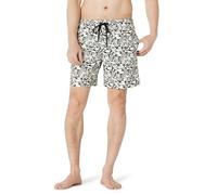 Amazon Essentials Men's Swimming Trunks with Mesh Lining, Pockets, Drawstring Closure, Black Ivory Tropical Leaves, M