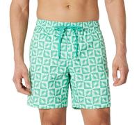 Amazon Essentials Men's Swimming Trunks with Mesh Lining, Pockets, Drawstring Closure, Light Blue Mint Green Sun Geo, XL