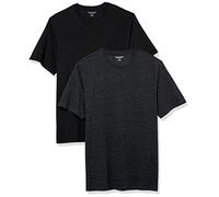Amazon Essentials Men's T-Shirt Regular-Fit Short-Sleeve Crewneck, Pack of 2, Black/Charcoal Heather, X-Large