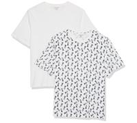 Amazon Essentials Men's T-Shirt Regular-Fit Short-Sleeve Crewneck, Pack of 2, Bright White/White Pineapple Print, X-Large