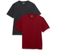 Amazon Essentials Men's T-Shirt Regular-Fit Short-Sleeve Crewneck, Pack of 2, Burgundy/Charcoal Heather, Small
