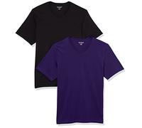 Amazon Essentials Men's T-Shirt Regular-Fit Short-Sleeve V-Neck (Available in Big & Tall), Pack of 2, Black/Dark Purple, 6X-Large Big