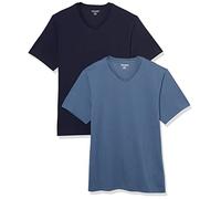 Amazon Essentials Men's T-Shirt Regular-Fit Short-Sleeve V-Neck (Available in Big & Tall), Pack of 2, Dark Blue/Navy, Large