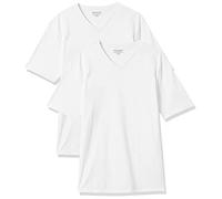 Amazon Essentials Men's T-Shirt Regular-Fit Short-Sleeve V-Neck (Available in Big & Tall), Pack of 2, White, X-Small